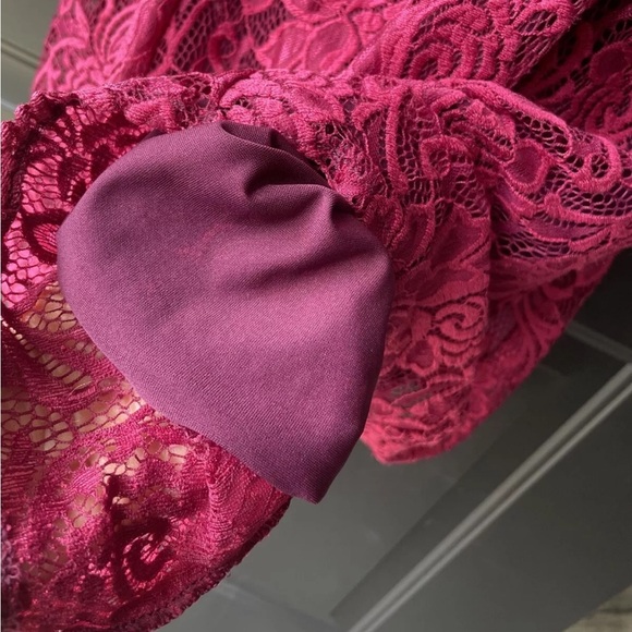 Dark Pink Lace Sleeveless Floral Dress Womens Size Medium Great For Parties - Picture 10 of 11